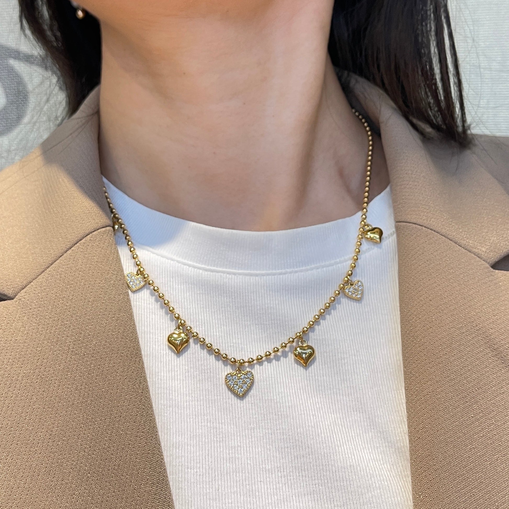 Collana Palline e Cuori Sparkling
