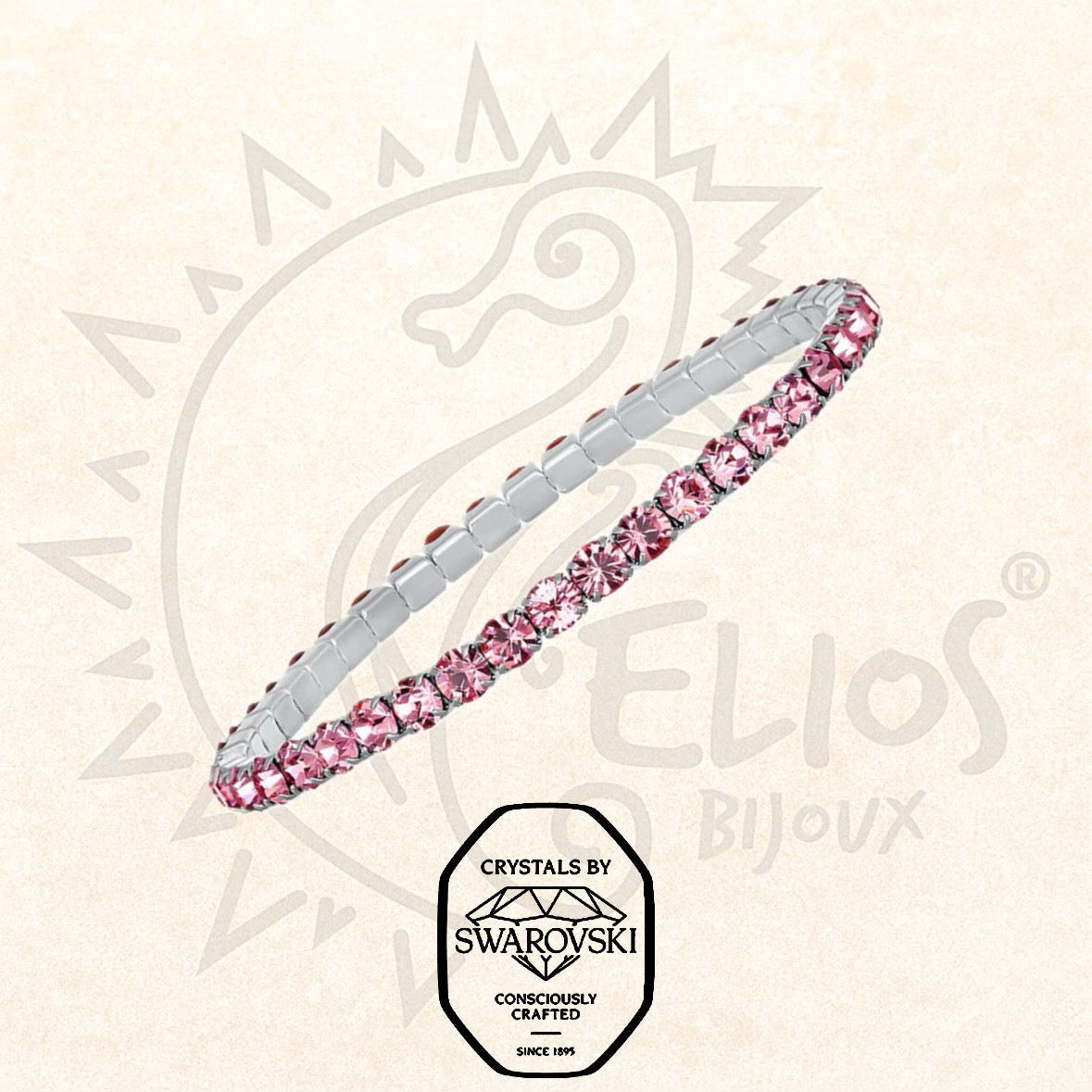 Swarovsky Tennis Rosa/Silver