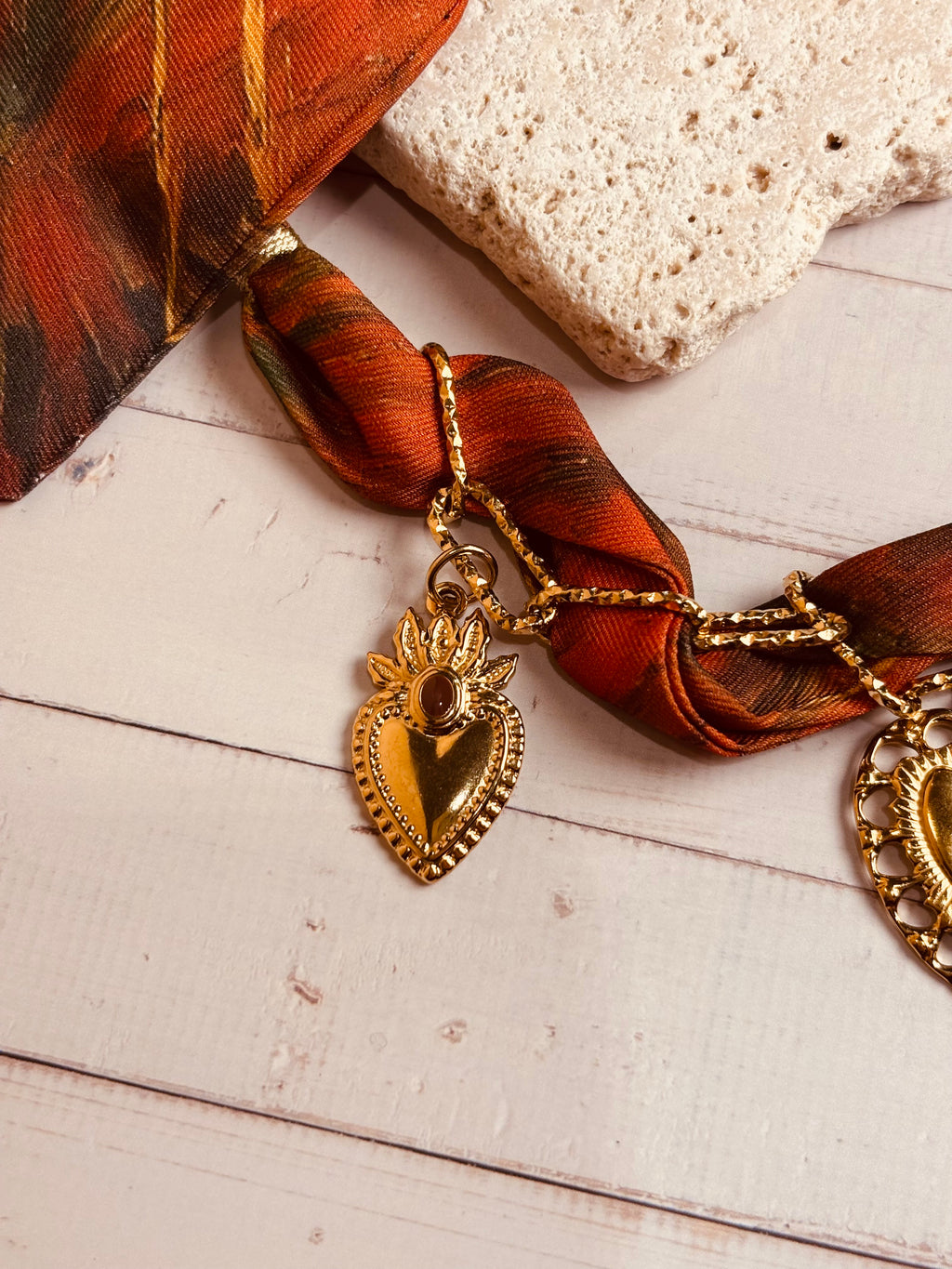 Collana Foulard Cuori e Catena