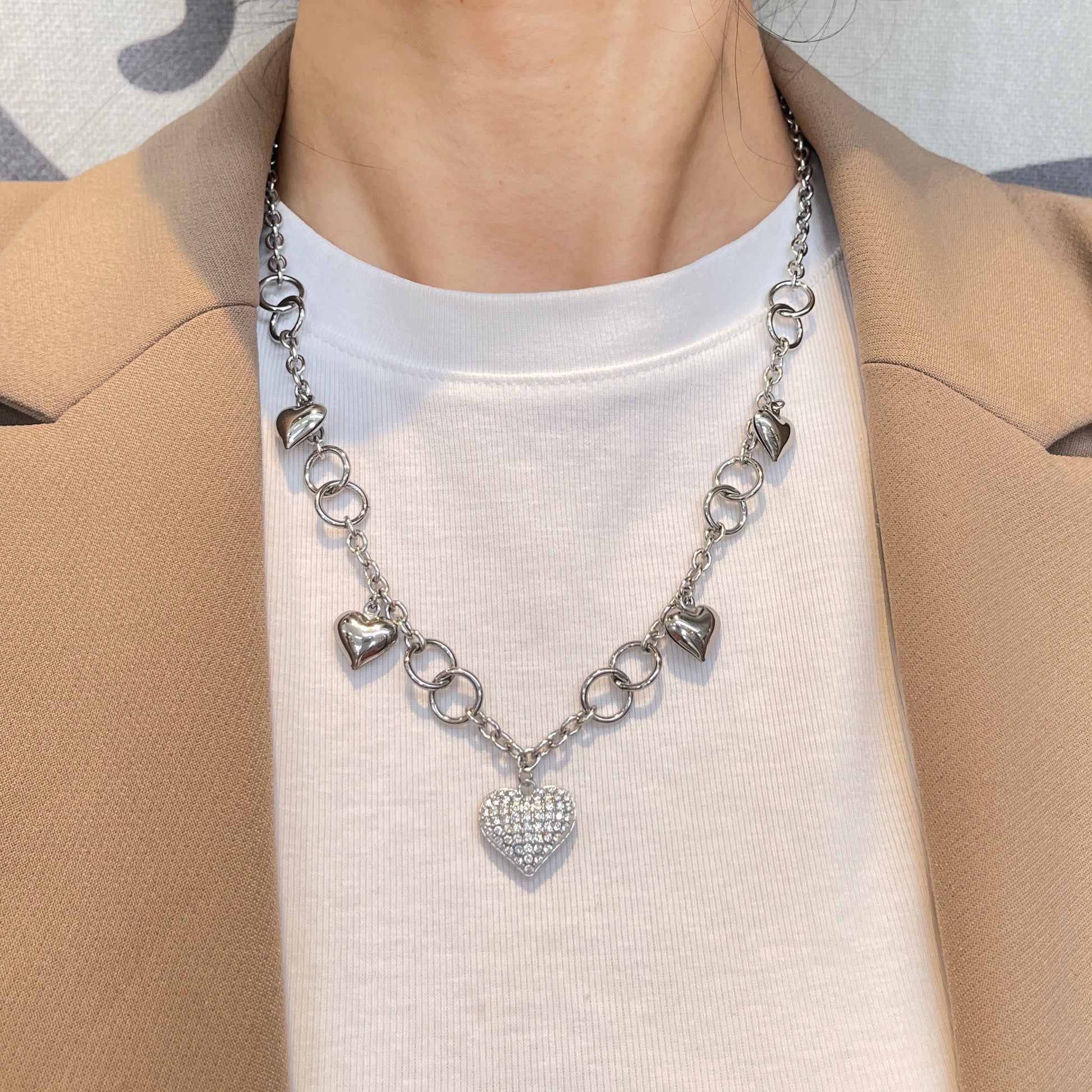 Collana Sonaglio Cuore Strass