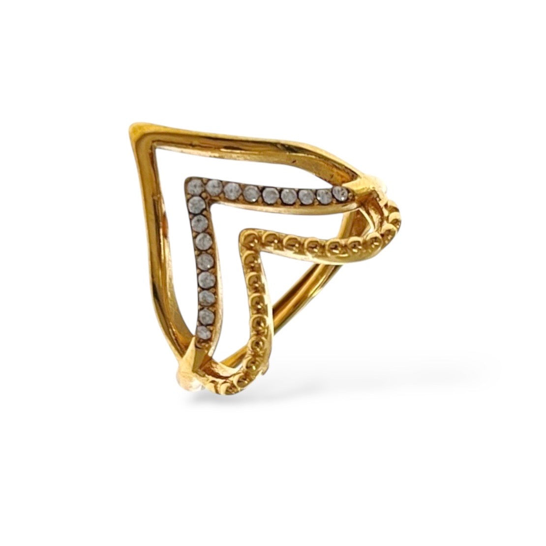 Anello Cuore V e Strass