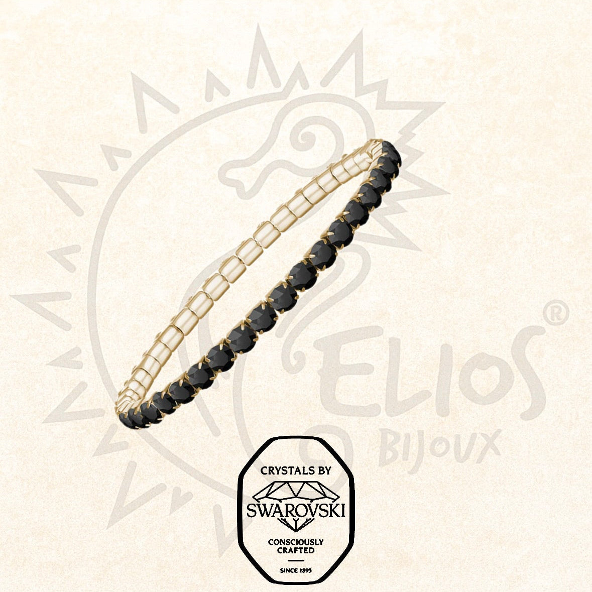 Swarovsky Tennis Nero/Gold