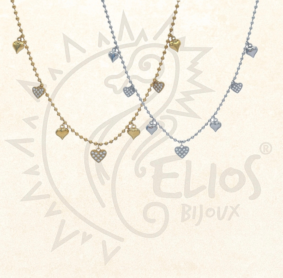 Collana Palline e Cuori Sparkling