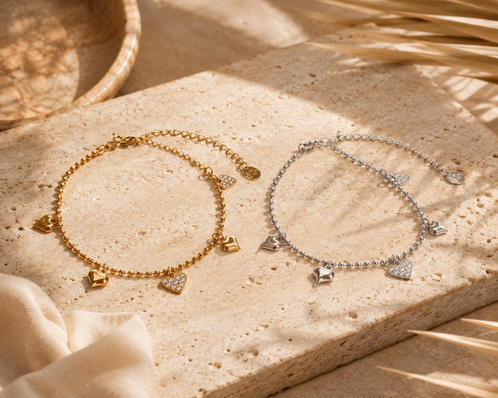 Cavigliera CUORICINI STRASS & SONAGLIO