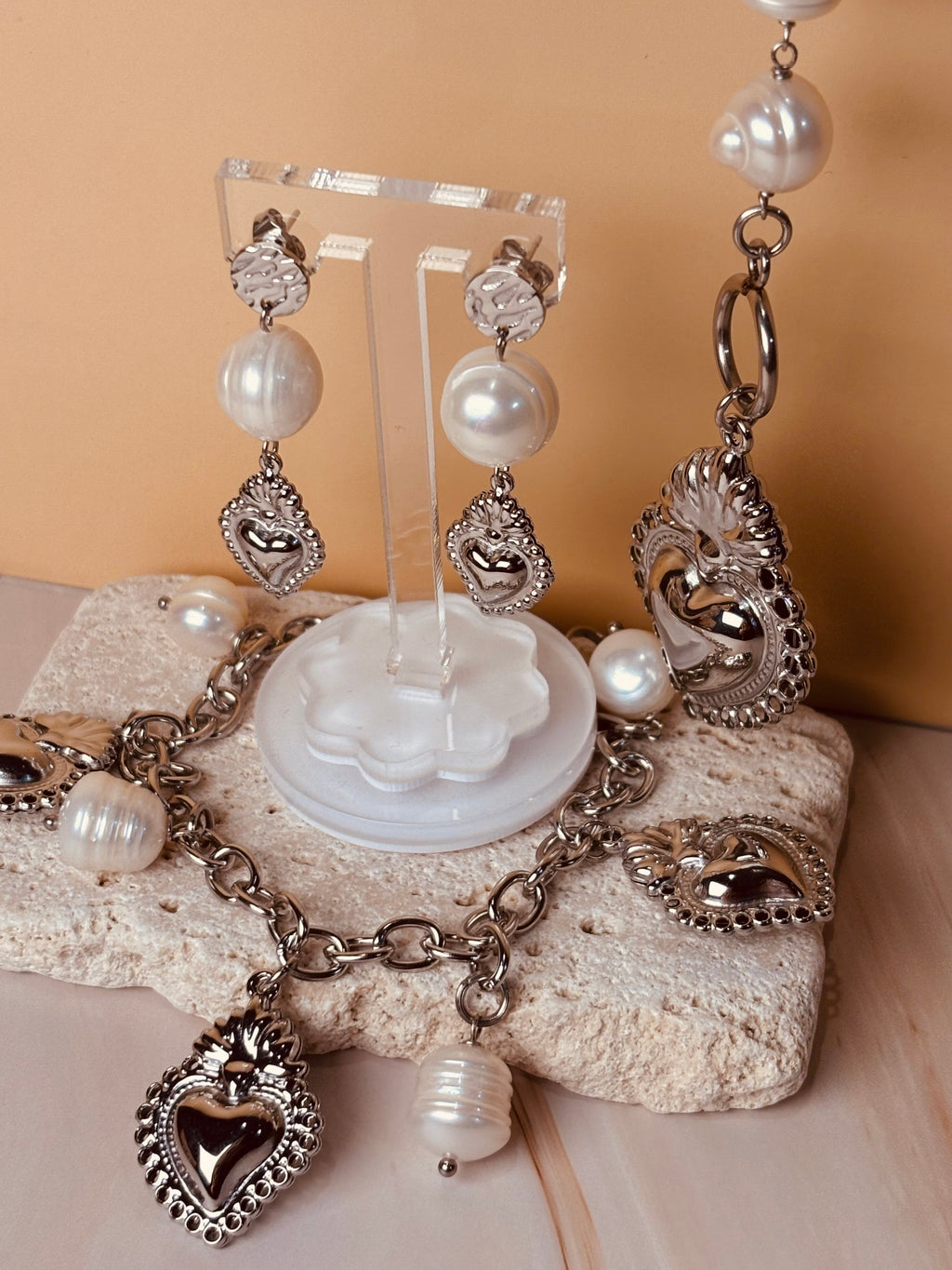 Parure Perle e Cuori Sacri