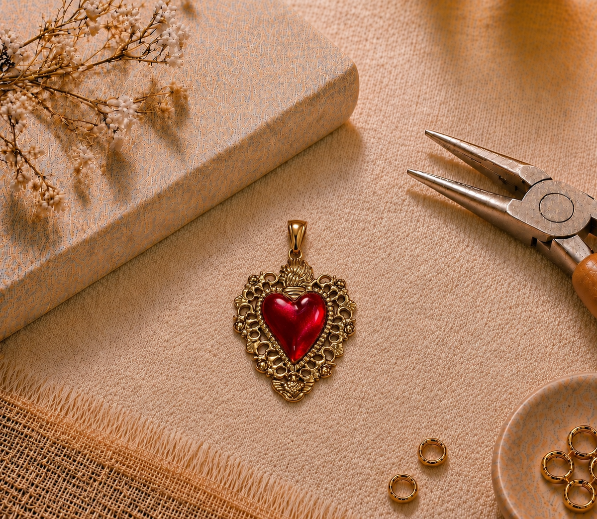 Ciondolo CUORE SACRO MAXI ROSSO