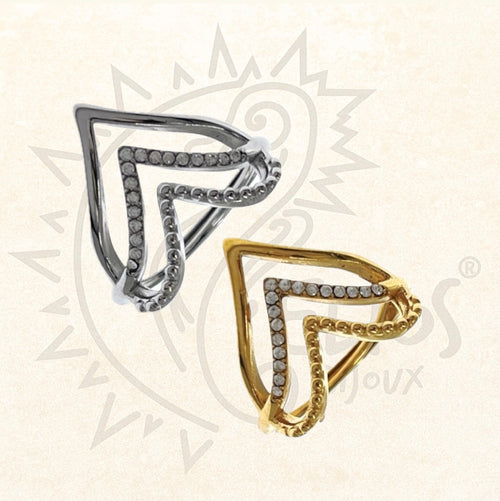 Anello Cuore V e Strass