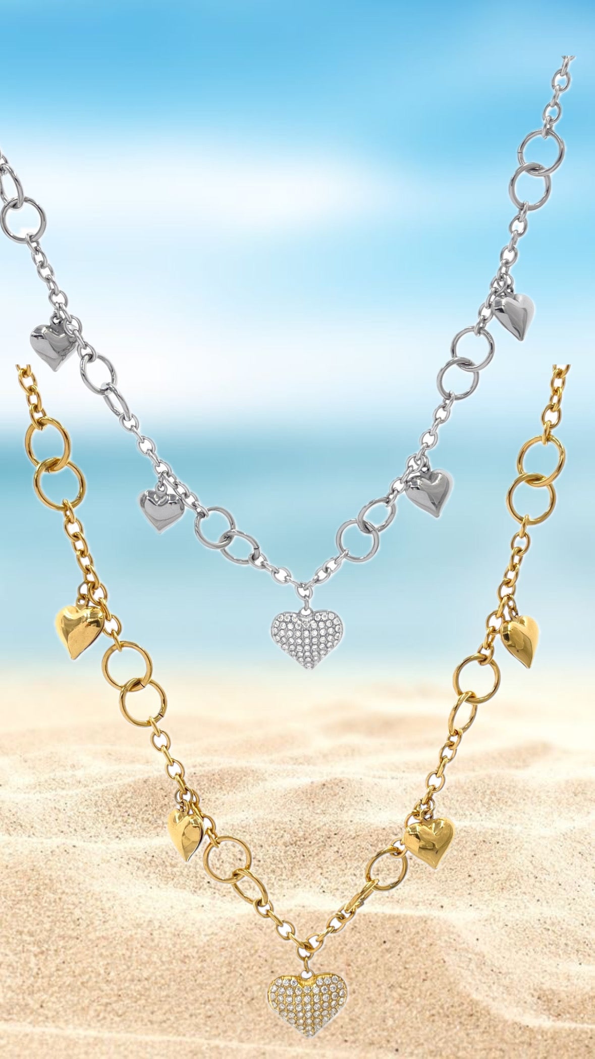 Collana Sonaglio Cuore Strass
