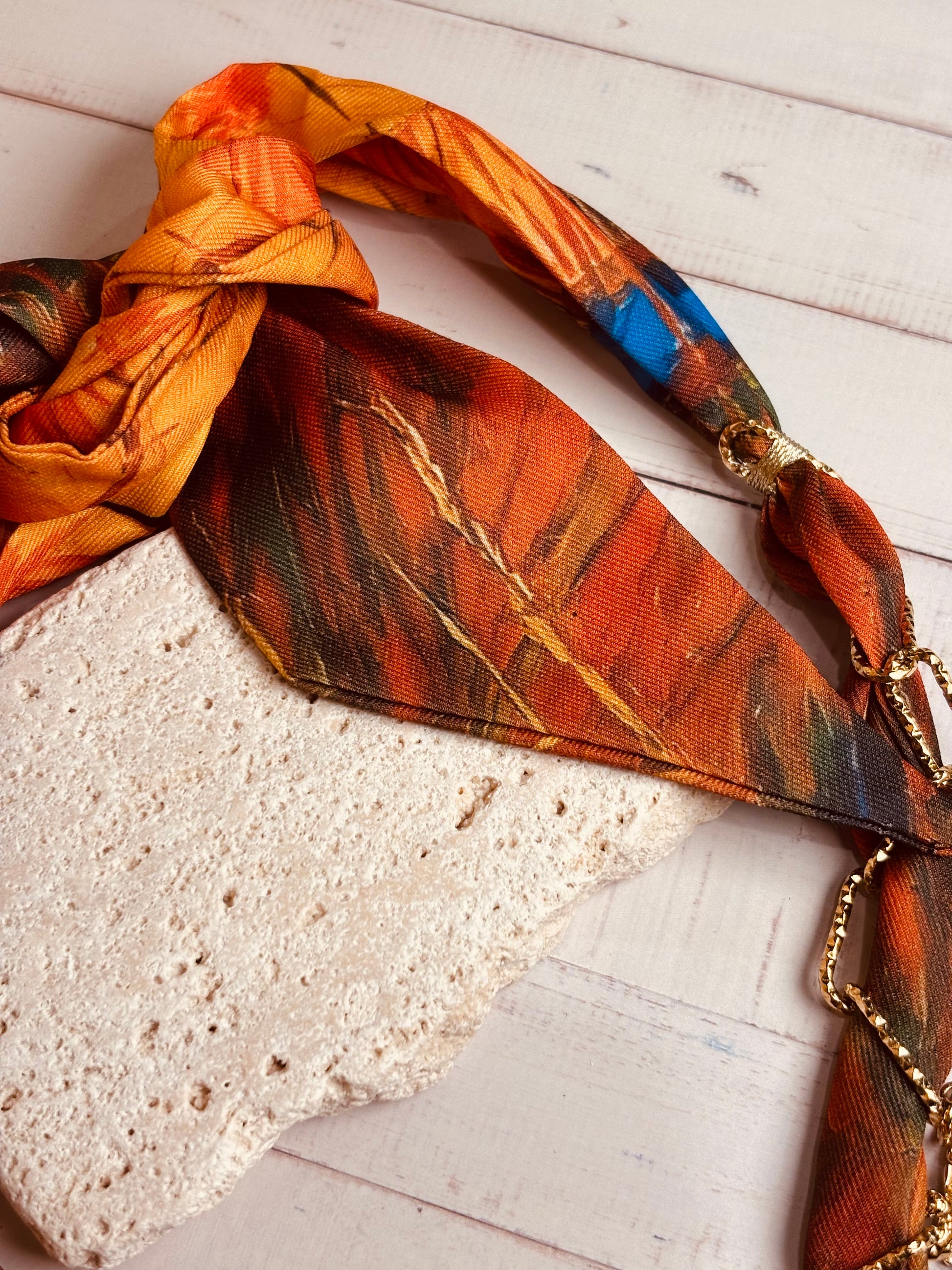 Collana Foulard Cuori e Catena