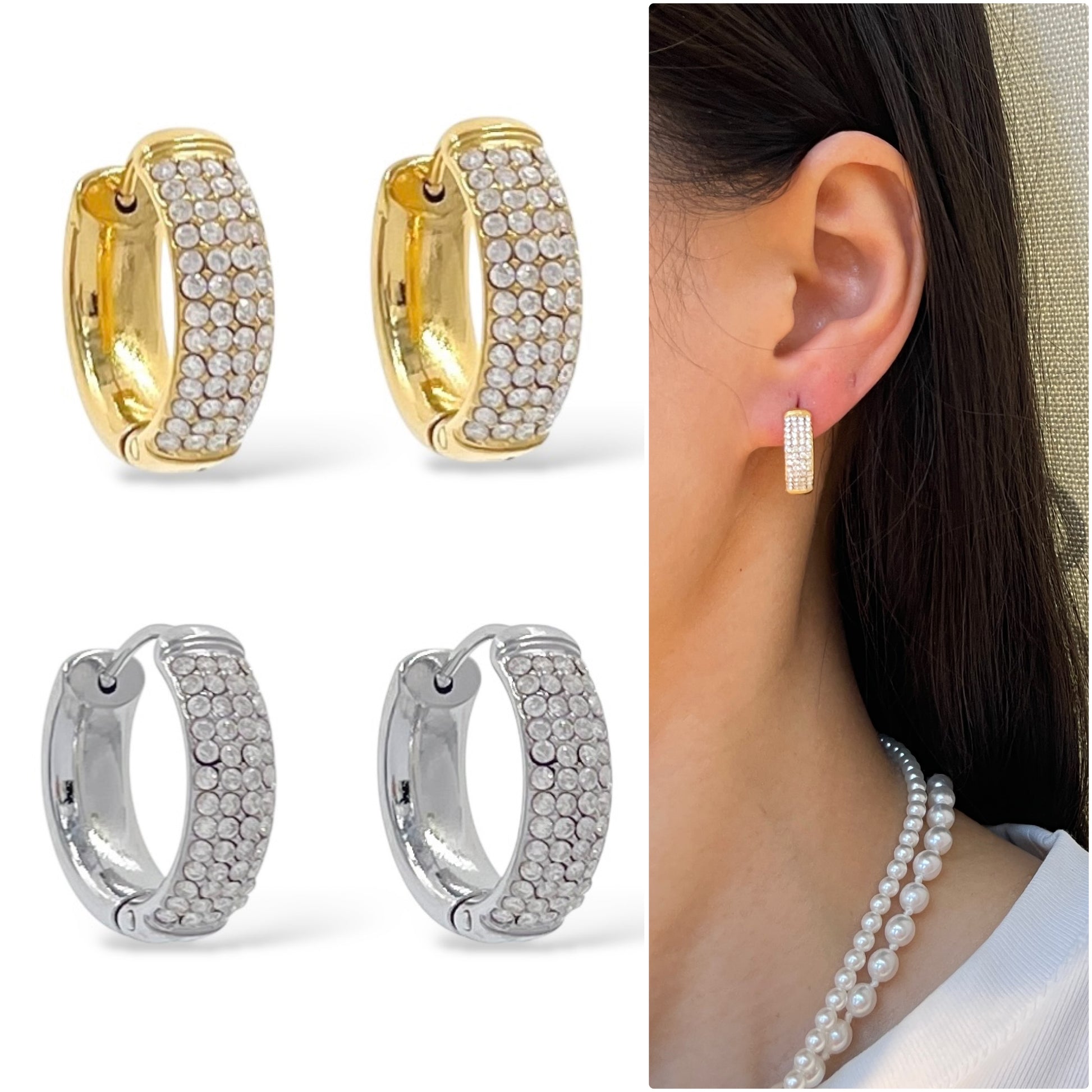 Orecchini Cerchietto Chubby Strass