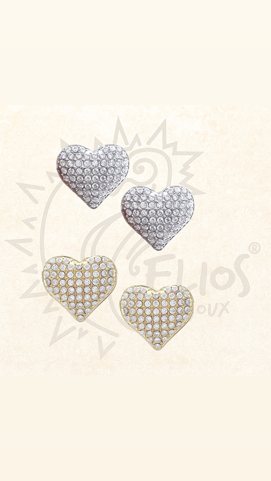 Orecchini Cuori Strass Lobo