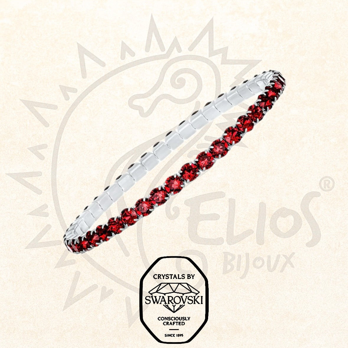 Swarovsky Tennis Rubino/Silver