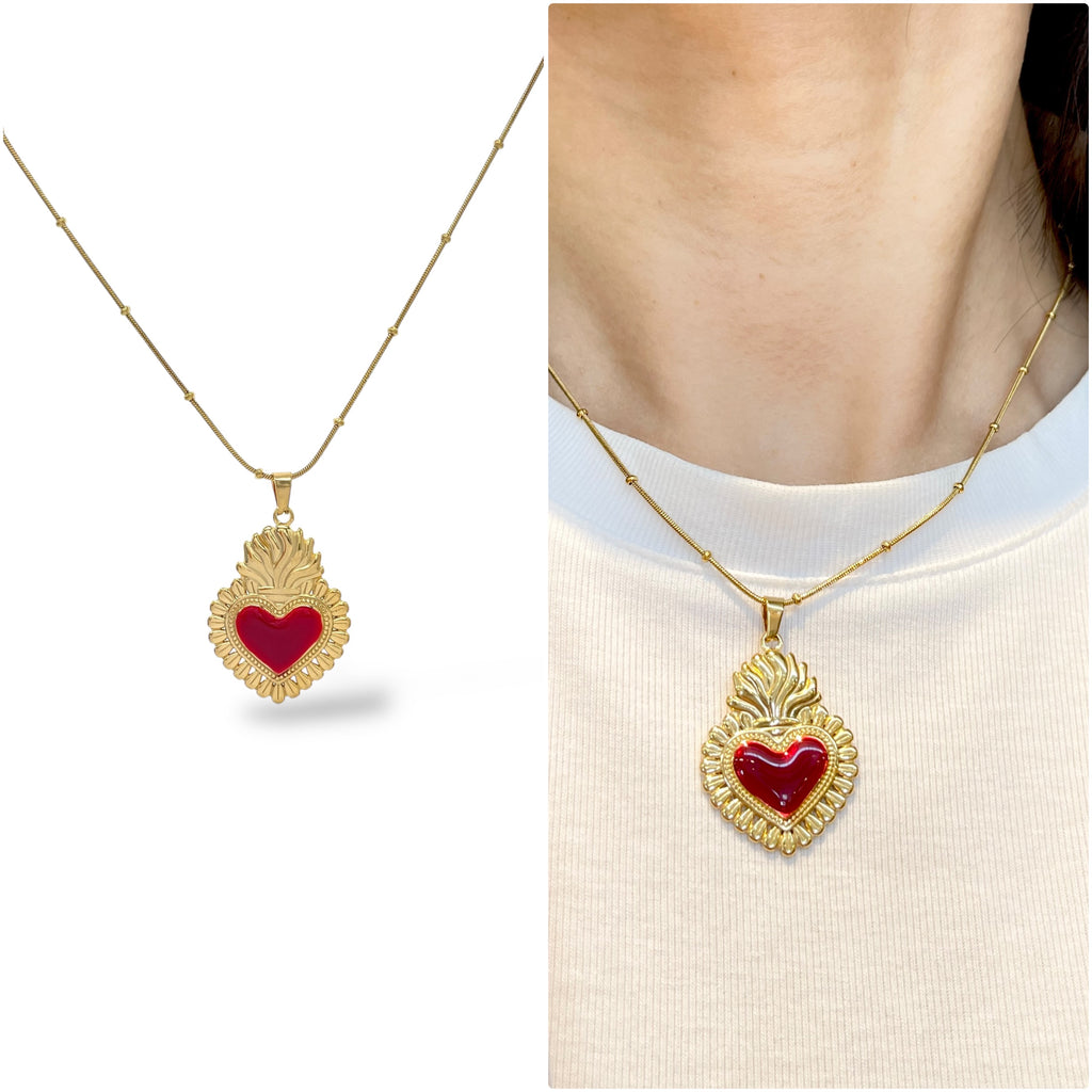 Collana Cuore Sacro Smaltato