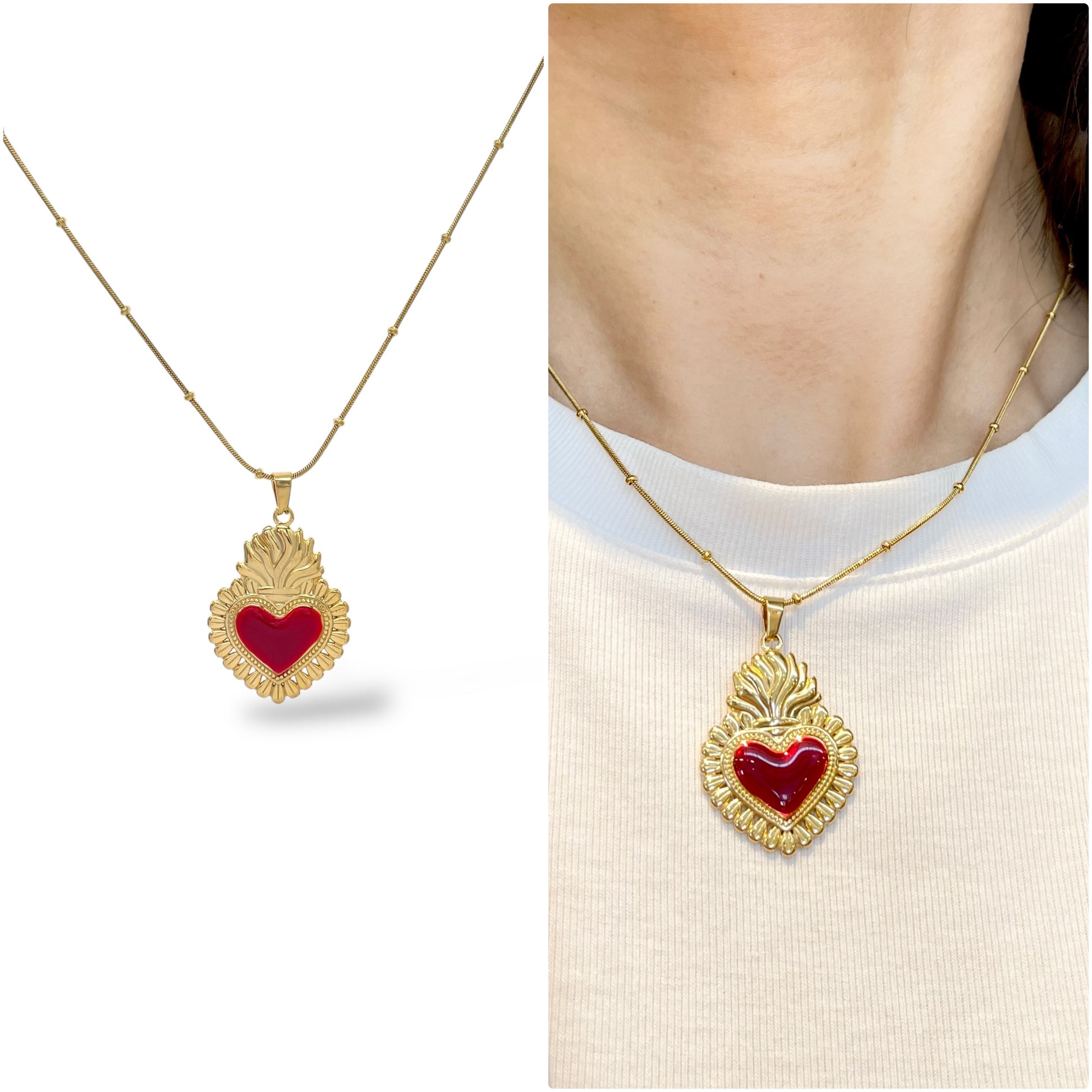 Collana Cuore Sacro Smaltato