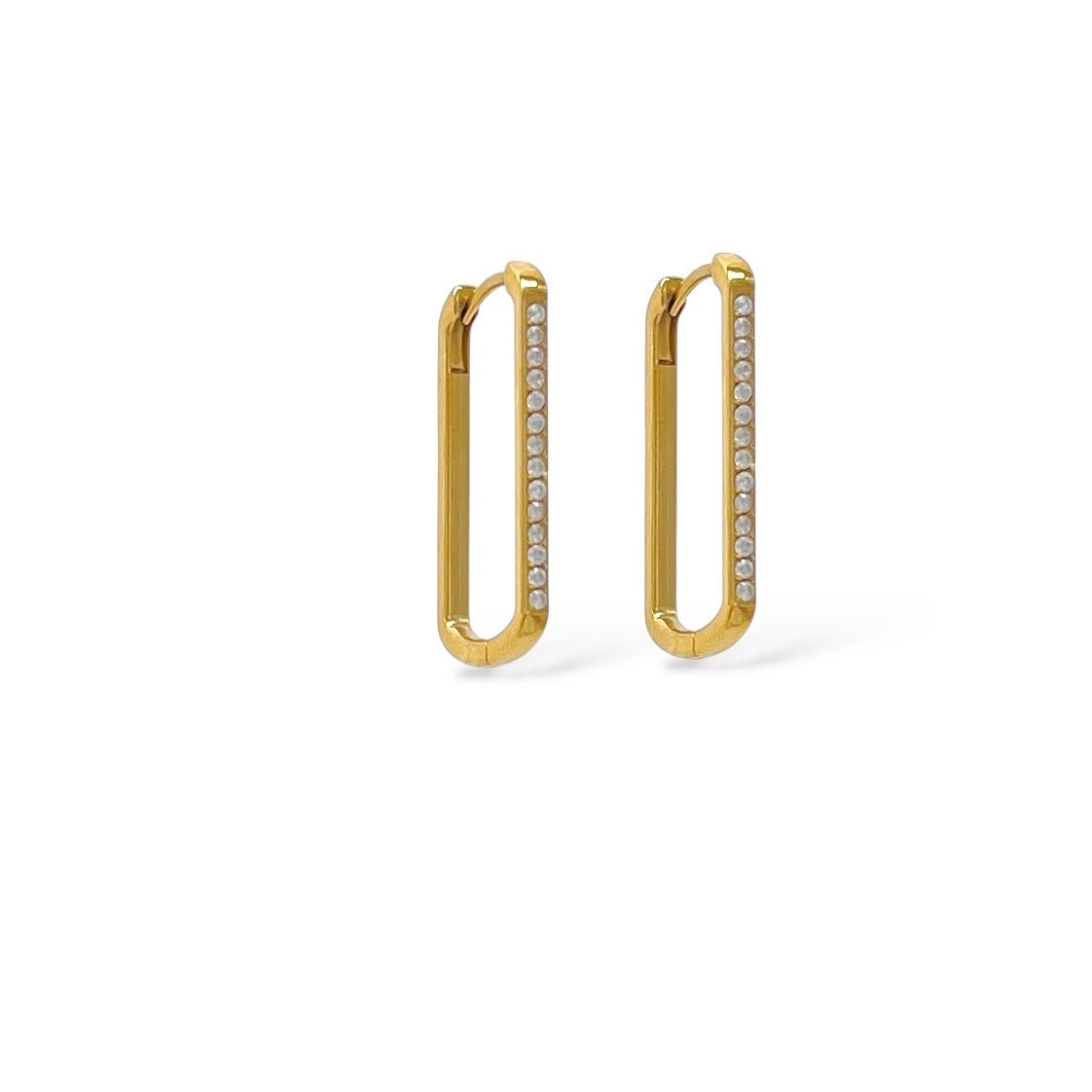 Orecchini Hoops Rettangolo Strass