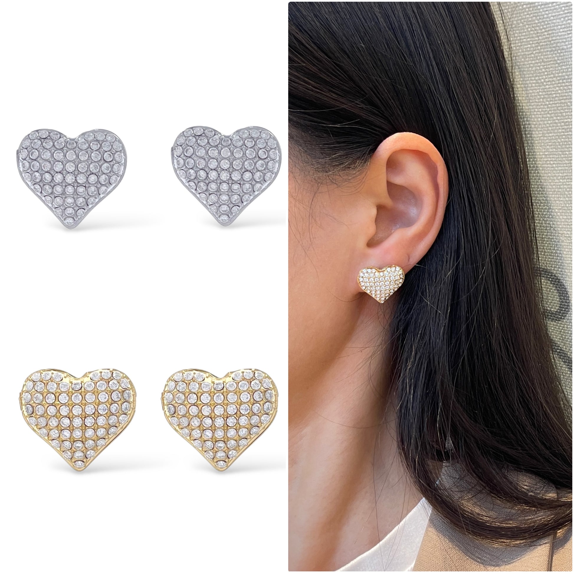 Orecchini Cuori Strass Lobo