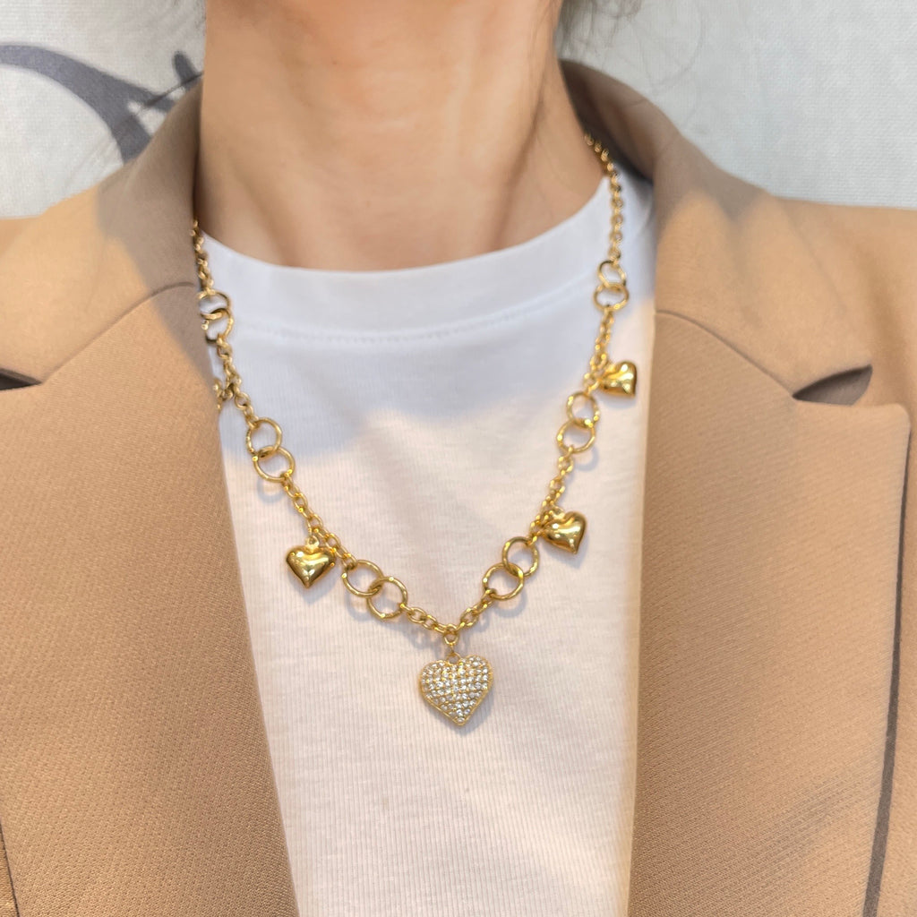 Collana Sonaglio Cuore Strass