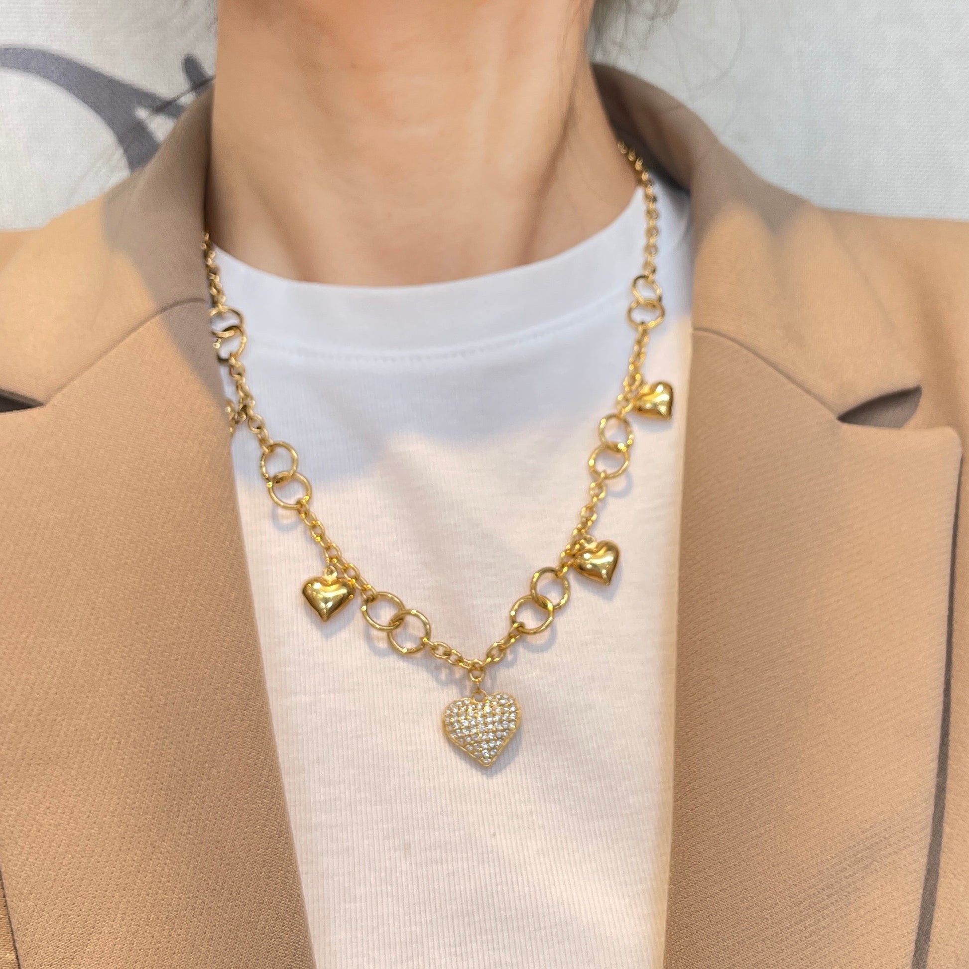 Collana Sonaglio Cuore Strass