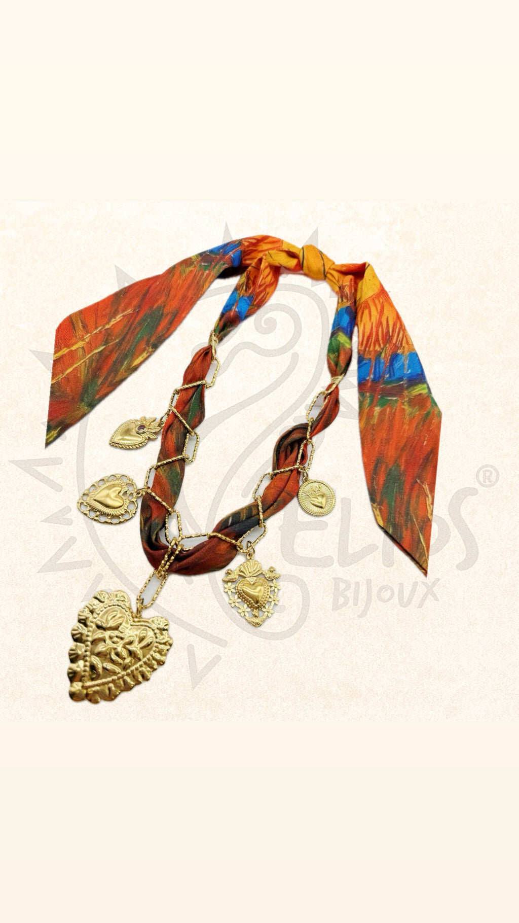Collana Foulard Cuori e Catena