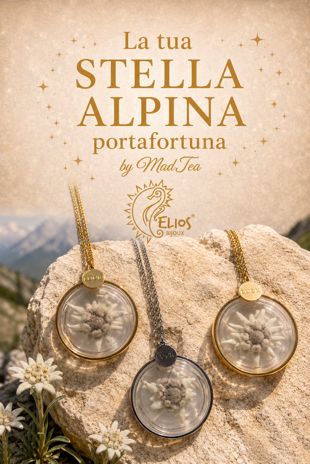 Collana STELLA ALPINA PORTAFORTUNA