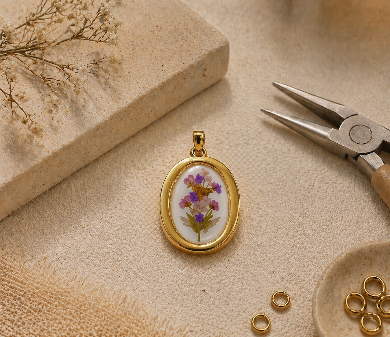 Ciondolo maxi MAZZO DI FIORI LILLA