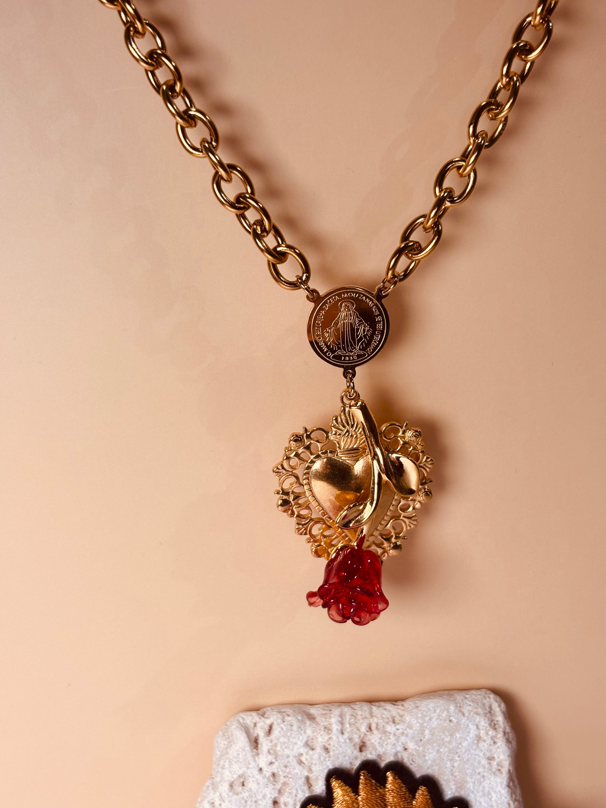 Collana Cuore Sacro & Rosa
