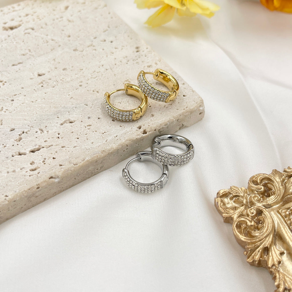 Orecchini Cerchietto Chubby Strass