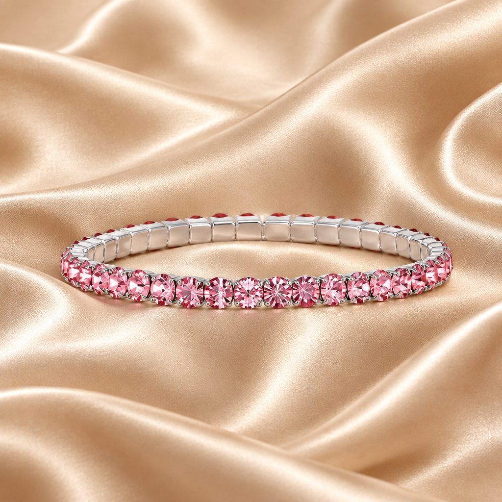 Swarovsky Tennis Rosa/Silver