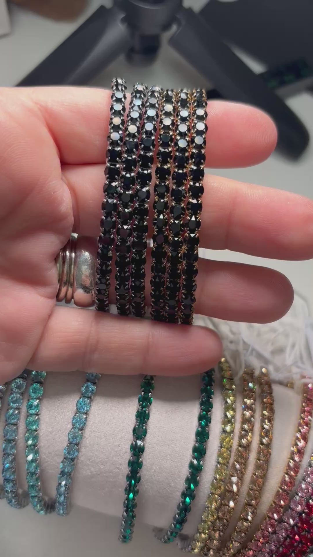 Swarovsky Tennis Nero/Gold